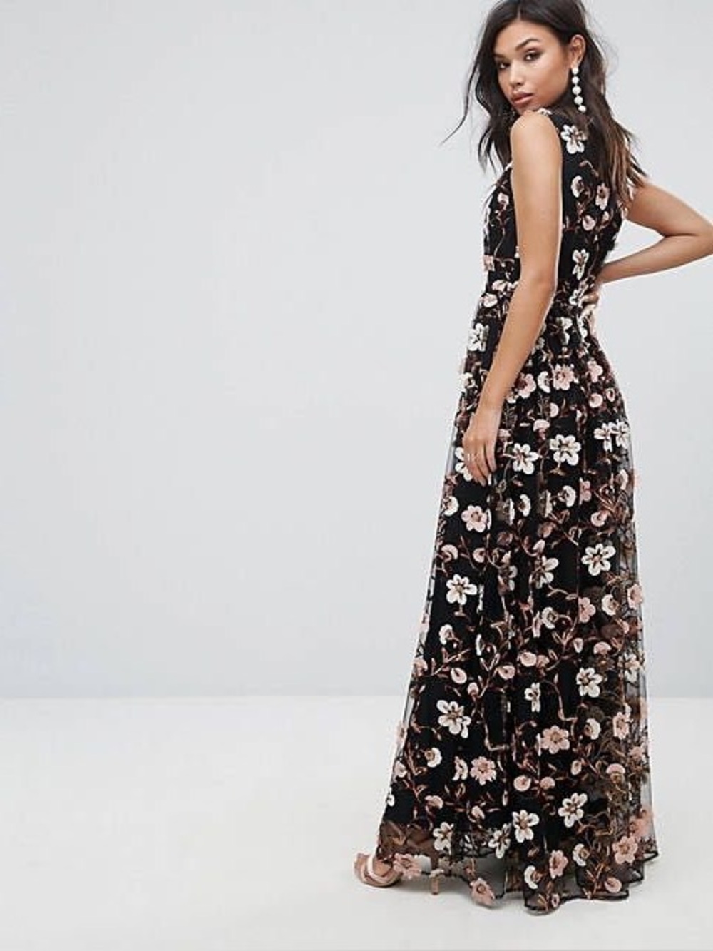 ASOS True Decadence All Over Embroidered Floral Maxi Dress
